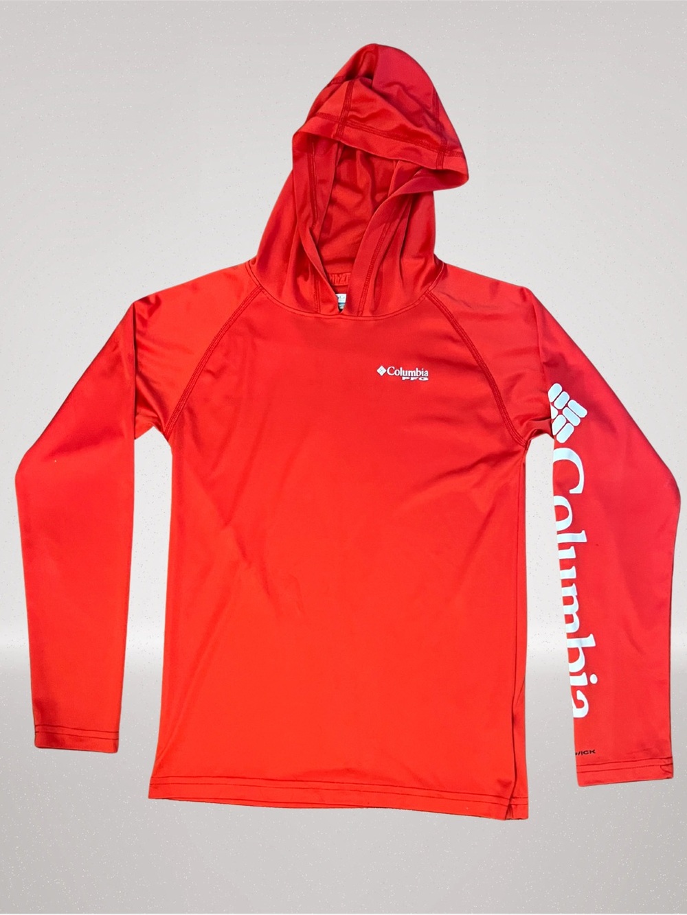 Columbia PFG Youth M 10/12 Red Omni-Wick Hooded Performance Shirt